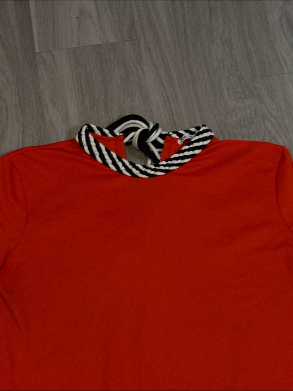 Zara Red A-Line Swing Dress Rope Collar Detail Short Sleeve Nautical Mod Shift - Picture 3 of 8